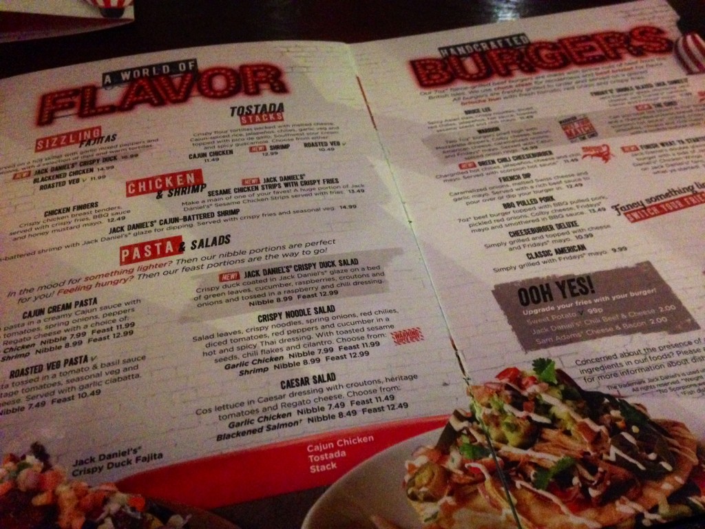 TGI Fridays new menu 2016