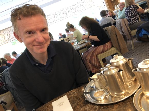 Husband in Bettys in Harrogate